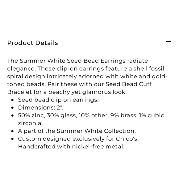 Chico’s summer white seed bead earring - Picture 4 of 15
